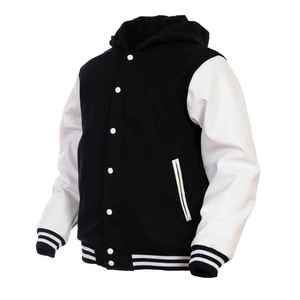 Sweat à capuche unisexe en laine et cuir pour hommes, femmes et garçons, veste de baseball de style universitaire, vestes de collège - Product Image 1