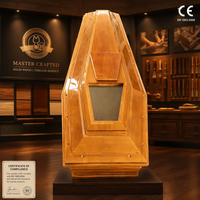 Cercueil en bois laqué brillant de luxe avec fenêtre de visualisation, surface lisse en acajou, fournisseur en gros pour exportation mortuaire