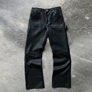 Conjunto de Chaqueta de Cuero con Cierre y Pantalones Acampanados de PU para Hombre, con Logotipo Personalizado, Estilo Casual Otoñal, con Serigrafía y Bordado - Product Image 3