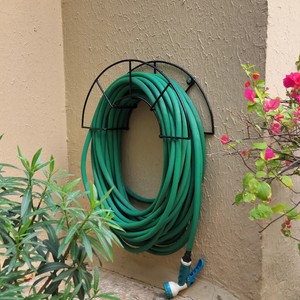 Black Metal <b>Wall</b> <b>Mounted</b> Garden <b>Hose</b> Holder Rack Outdoor Water Pipe Organizer Heavy Duty Yard Storage Hanger Decorative Lawn - Product Image 2