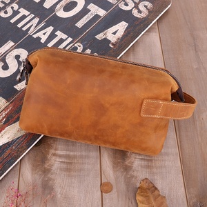 Sac de Voyage Cosmétique Homme en Cuir Véritable Décontracté avec Fermeture Éclair, Grande Capacité, Poignée Souple, Trousse de Maquillage Durable et Tendance – Vente en Gros - Product Image 4