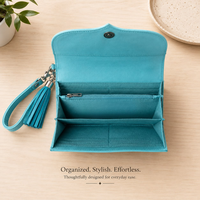 Cartera de Pulsera de Cuero Genuino Premium con Grabado Floral, Cartera Tipo Clutch con Cierre y Borla, Estilo RFID, Cartera Larga para Mujer