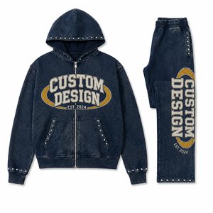 Tracksuit Set <b>Zip</b> Up Hoodie Wide Leg Pants Streetwear Style Graphic Lettering Matching Custom Apparel Unisex Adult Autumn - Product Image 5