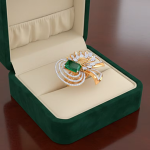 แหวนทองคำดีไซน์หรูหรา ลายนกยูง ขนาดใหญ่ สำหรับผู้หญิง เครื่องประดับชั้นดี ของขวัญสำหรับงานแต่งงานและงานปาร์ตี้ - Product Image 2