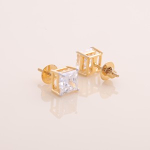 Pendientes de Diamantes con Corte Princesa Cultivados en Laboratorio, Certificados por IGI, Oro Amarillo/Blanco/Rosa de 9 Quilates, Pendientes Solitarios Clásicos - Product Image 4