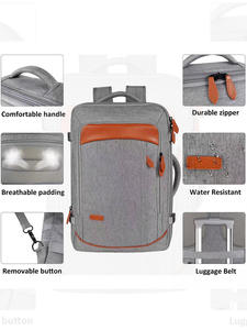 Premium Business Travel Backpack Set with Packing Cubes Water Resistant Laptop <b>Rucksack</b> Grey Brown Accent - Product Image 6
