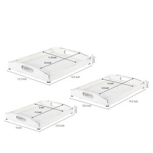 Plateaux gigognes décoratifs en bois MDF Lot de 3 plateaux de service ottomans de haute qualité avec poignées ovales découpées pour la cuisine et la décoration intérieure - Product Image 4