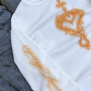 Men New Arrival Oversized Fit Unisex Long Sleeve <b>Tshirts</b> Custom Screen Printed Men Heavyweight Waffle Knitted Graphic t Shirt - Product Image 3