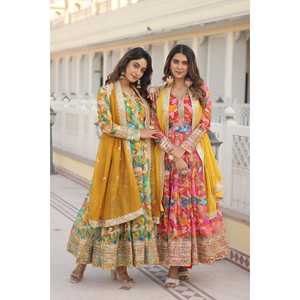 Vestido de corte ALIA confeccionado de SANAYA'S con conjunto Dupatta de uso profesional, vestido de trabajo de un solo uso - Product Image 3