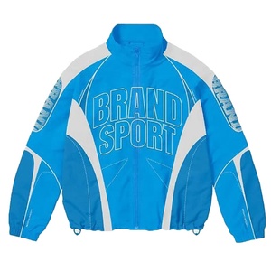 Ensemble coupe-vent d'hiver personnalisé pour homme 2026 avec bandes latérales grises et imprimé lettres, séchage rapide, en polyester et nylon tricoté - Product Image 3