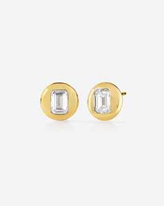 Diamond <b>Stud</b> <b>Earrings</b> Bezel Set <b>Emerald</b> Cut Lab Grown Push Back Minimalist Everyday Wear Jewelry Custom 14K Solid Gold Wholesale - Product Image 4