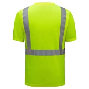 เสื้อทำงานผู้ชายแบบสะท้อนแสง สีเขียวเหลือง ผ้าโพลีเอสเตอร์ มีกระเป๋าและแถบสะท้อนแสง - Product Image 3