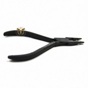 Lightweight Reusable Stainless Steel Hair Extension Fitting Plier 2 Holes Green Grip Micro Ring Nano Bead Crimping Tool - Product Image 4