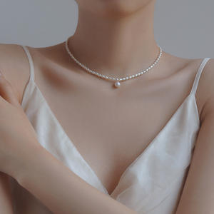 สร้อยคอมุกน้ำจืดขนาด 3-5 มม. พร้อมจี้เดี่ยว ดีไซน์เฉพาะตัว สายคล้องคออเนกประสงค์ ให้ความรู้สึกหรูหรา - Product Image 2