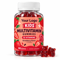 Gummies multivitaminées en gros pour enfants, 13 vitamines, oursons fraises, soutien croissance et immunité, 90 unités, marque privée personnalisée