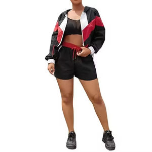 Conjunto Corto de Chaqueta y Pantalones Cortos Deportivos para Mujer, con Logotipo Personalizado por Sublimación, Resistente al Viento y al Agua, de 2 Piezas - Product Image 2
