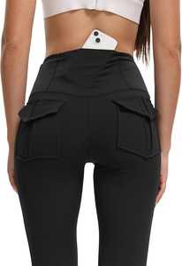 Womens High Waist <b>Flare</b> <b>Leggings</b> with Back Pocket Bootcut Yoga Pants Stretch Slim Fit Workout Gym Casual Trousers custom OEM/ODM - Product Image 3