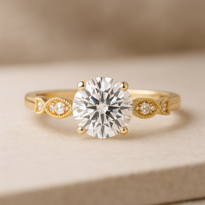 Bague de fiançailles solitaire en moissanite taille brillant 8,5 mm DEF VVS personnalisée, or 10K 14K 18K, bijoux de mariage classiques de luxe - Product Image 4