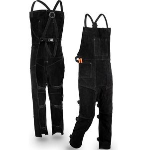 Combinaison de travail pour homme en polyester/coton noir, imperméable, ignifuge, certifiée CE, avec bretelles réglables et plusieurs poches - Product Image 1