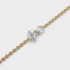 Customized Round Shape Moissanite Diamond Bracelet Bezel Setting 18K Yellow Gold Diamond Bracelet for Both <b>Men</b> and Women - Product Image 1
