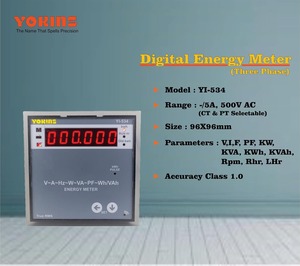 มิเตอร์วัดพลังงานไฟฟ้าดิจิตอลสามเฟสอเนกประสงค์ ยี่ห้อ YOKINS รุ่น YI-534 5A CT 500V PT ขนาด 96x96 มม. - Product Image 2