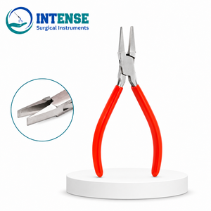 Pince plate professionnelle en acier inoxydable pour la fabrication de bijoux, la perlage, la pliage de fil, outil artisanal, poignée rouge - Product Image 6