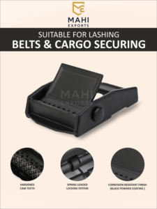 Hebilla de leva de aleación de zinc con recubrimiento de polvo negro de 25 mm y 250 kg (551 lb) para correa de amarre - Product Image 3