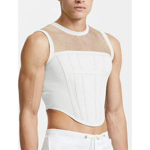 Débardeur blanc sans manches à col rond pour homme Everglide Corporation, 100 % coton, 220 g, tricoté uni, respirant, effet délavé, style urbain - Product Image 1