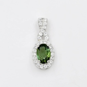 ¡925 plata esterlina mujer turmalina verde Natural CZ Halo conjunto de joyas de piedras preciosas 6x4mm piedra de corte ovalado anillo de compromiso regalo! - Product Image 4