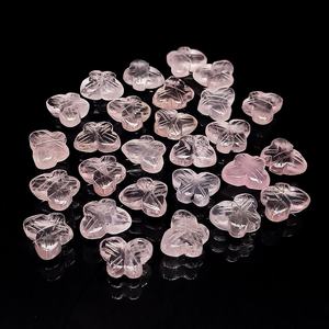 ลูกปัดรูปผีเสื้อโรสควอตซ์ ลูกปัดโรสควอตซ์ธรรมชาติแกะสลักรูปผีเสื้อสำหรับทำเครื่องประดับ ขนาด 14x10 มม. - Product Image 1