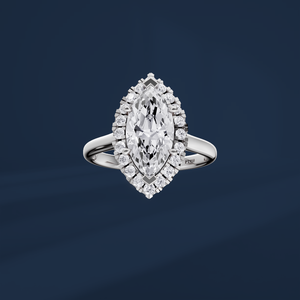 Anillo de compromiso de platino para mujer con diamante de corte marquesa de 2 quilates, estilo clásico con halo y diamantes laterales, certificado por GIA - Product Image 2
