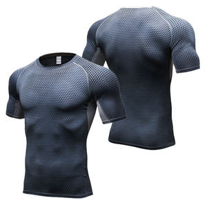 <b>Men's</b> Navy Blue Solid Full Sleeve <b>Collarless</b> Casual Compression <b>Shirt</b> High Elasticity 100g Polyester Knitted Quick Dry Sporty - Product Image 1
