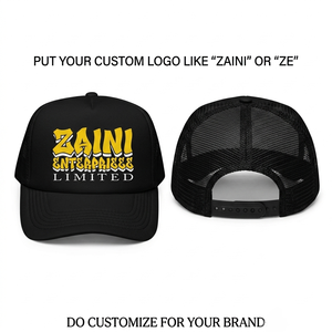 Gorra de 5 Paneles Negra Tipo Tucker de Malla de Poliéster y Algodón Premium de 280 GSM con Logotipo Bordado en 3D Personalizado y Cierre a Presión - Product Image 4