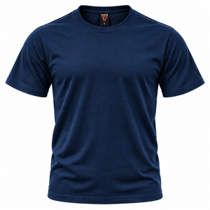 เสื้อยืดคอกลมแขนสั้นผ้าฝ้ายเรียบสำหรับผู้ชายแบบ OEM สั่งทำได้ - Product Image 4