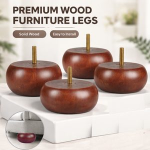 Pied de meuble rond court en bois massif, pied de remplacement pour canapé et armoire, design compact, support robuste - Product Image 2