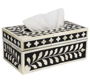 Porte-mouchoirs en nacre Design personnalisé Porte-serviettes en incrustation d'os de haute qualité pour hôtel d'Inde - Product Image 4