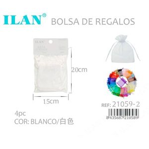 Sacchetti regalo in organza Ilan 15x20cm bianchi 4 pezzi per regali di festa - Product Image 3