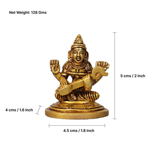 Handmade brass Goddess <b>statue</b> Goddess Saraswati figurine <b>Gold</b> tone tabletop sculpture Religious home decor <b>statue</b> - Product Image 2