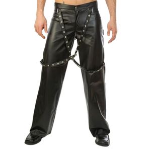 Men's Brown Genuine Leather Pants Eco-Friendly Breathable Polyester Fabric High Waist Zipper Fly Lightweight Casual Style - Product Image 5