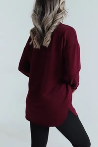 Sweat-shirt polaire imperméable pour femme, personnalisable avec logo avant et arrière, en coton écologique, coupe ample à épaules tombantes, couleur unie - Product Image 3