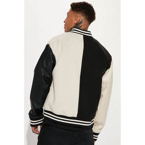 Chaqueta Universitaria Personalizada de Lana Negra, Unisex, con Logotipo Frontal Bordado, para Exteriores, Béisbol, Hombre - Product Image 2