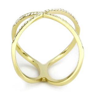 Anello in Acciaio Inossidabile DA387 Clear IP Gold (Ion Plating) con Zirconi Cubici di Grado AAA, Anelli alla Moda - Product Image 3