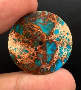 Cadran de montre en jaspe bleu sédimentaire K Gems 31,50x0,60mm, pierre précieuse polie sur une face avec trou central de 2mm, composant de montre de luxe personnalisé - Product Image 2