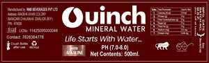 Autocollant d'emballage imprimé pour eau minérale Incode Quinch 500ml, décalcomanie alcaline personnalisée pour emballage de boissons - Product Image 1