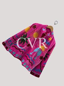 Abrigo Bohemio Rosa Bordado con Cuello Mandarín, Manga Larga, Talla Grande, Ropa de Verano para Mujer, Diseño Floral Hecho a Mano - Product Image 3