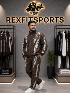 ชุดวอร์มไนลอนสีน้ำตาลสำหรับผู้ชาย REXFIT SPORTS 2026 แบบสั่งทำพิเศษ เสื้อแจ็คเก็ตซิปเต็มน้ำหนักเบาและกางเกงขายาว ชุดออกกำลังกาย วิ่ง เทรนนิ่ง - Product Image 4