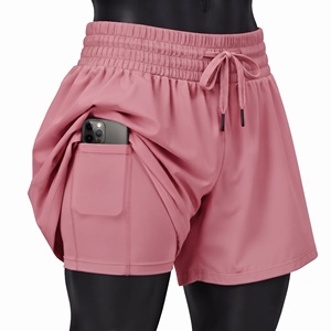 Shorts de course personnalisés 2-en-1 gris avec poche téléphone et cordon de serrage – Vêtements décontractés et de loisirs – Fournisseur et fabricant en gros - Product Image 2