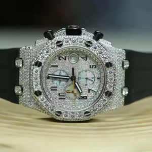 Montre en quartz sertie de diamants Moissanite Elite Crown Glow pour homme, montre de luxe glacée emblématique, montre de luxe pour homme, montre premium scintillante - Product Image 4