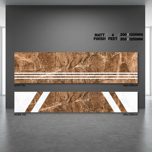 กระเบื้องปูพื้นขั้นบันไดพอร์ซเลนแบบสองชั้น ขนาด 1200x300 มม. และ 1200x200 มม. - สีเทาเข้มด้าน ป้องกันการลื่น สำหรับบันได - Product Image 2