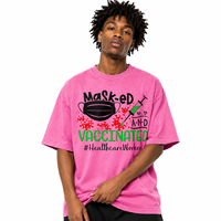 T-shirt graphique surdimensionné rose délavé 100 % coton épais avec logo personnalisé 2026, imprimé DTF vintage délavé à l'acide